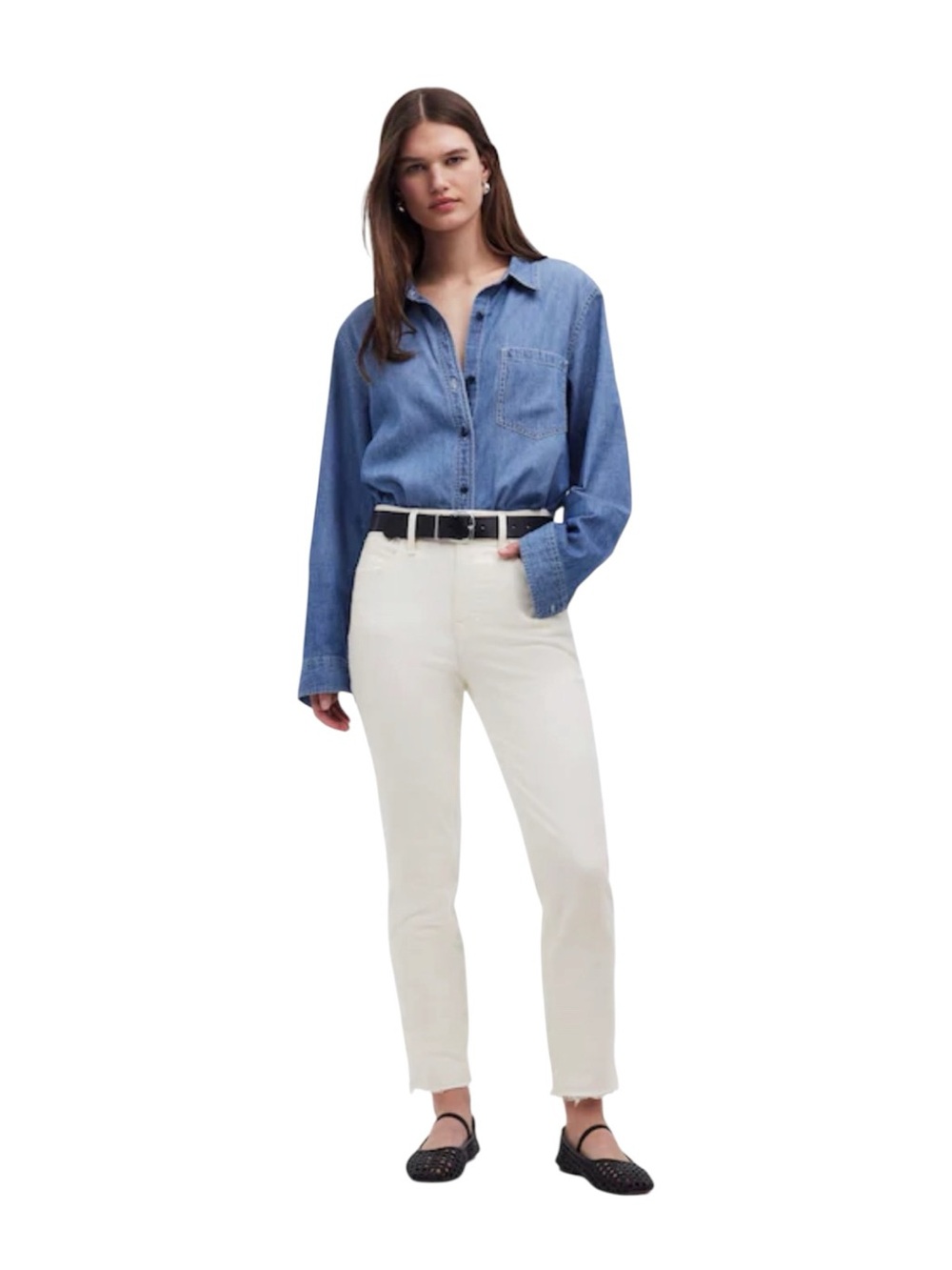 Madewell The Perfect Vintage Jean Off-White High Rise Raw Hem Jeans Size 29